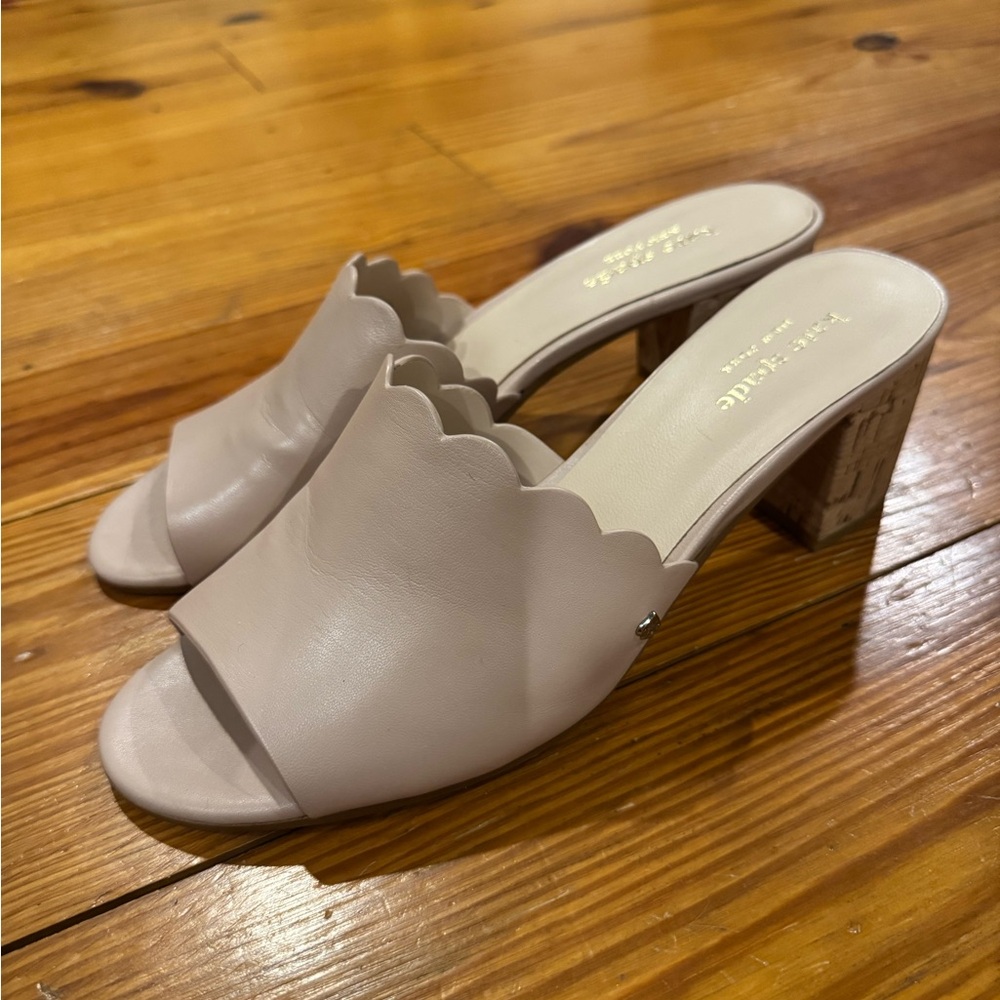 Kate Spade Scalloped baby pink mules sz 8